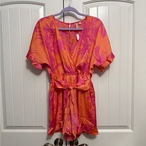 Vibrant Pink and Orange Wrap Dress